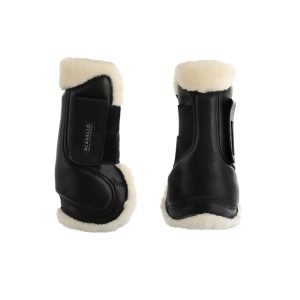 Jumping tendon boots faux sheepskin & hook-and-loop closure