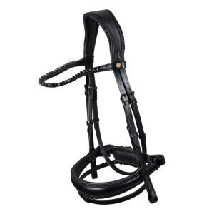 Anatomical leather dressage bridle with rhinestones