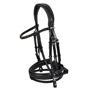 English leather bridle with glittery noseband