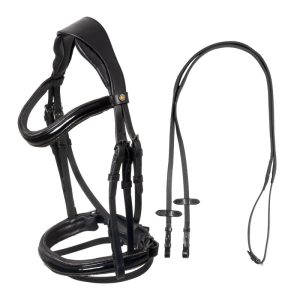 English bridle in polished leather with rhinestones