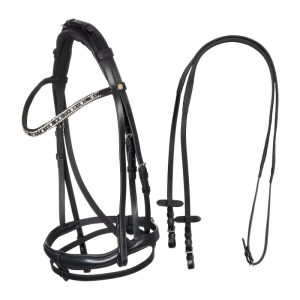 English leather bridle with rhinestone browband