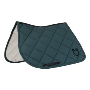 Jumping saddle pad with diamond quilting and embroidered logo