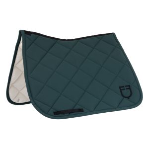 Dressage saddle pad with diamond quilting and embroidered logo