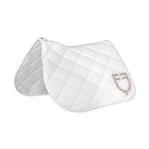 Jumping saddle pad rhinestone logo