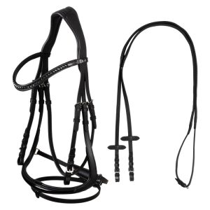 HEMELITE MODEL DRESSAGE BRIDLE WITH RUBBER REINS
